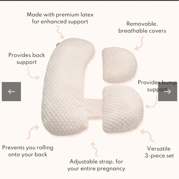 Sleepybelly Pregnancy Pillow Pink White 3 Piece Lumbar Back Support Comfort - Picture 1 of 5